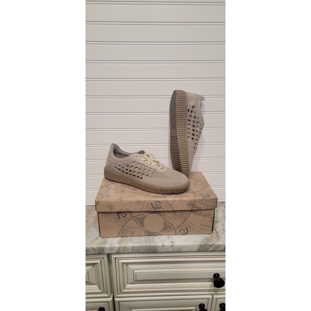 Free People Womens Wimberly Woven Moon-Rock Suede Sneaker SIze 8 NIB